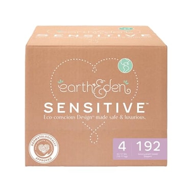 Earth & Earth Eden Sensitive Baby Diapers Size 4 192 Count EcoConscious Hypoallergenic Diapers No Harsh Chemicals Comfortable and Gentle on Skin Dermatologically Approved