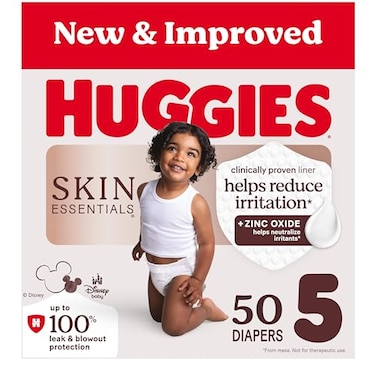 HUGGIES Huggies Size 5 Diapers Skin Essentials Baby Diapers Size 5 27 lbs 50 Count Packaging May Vary