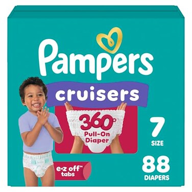 Pampers Diapers Cruisers 360 Size 7 88 Count Babyproof up to 100 Leakproof PullOn Diaper