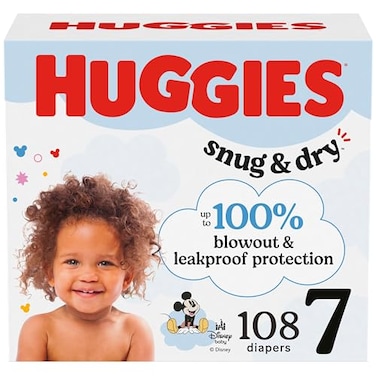 HUGGIES Huggies Size 7 Diapers Snug Dry Baby Diapers Size 7 41 lbs 108 Count 2 Packs of 54 Packaging May Vary