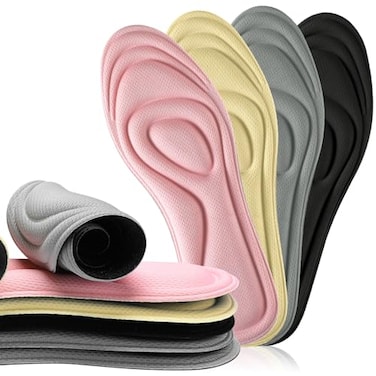 Janmercy 8 Pairs 3D Shoe Insoles Inserts Women Men Sponge Insoles Replacement Innersoles Cushioning Work Boot Replacement Shoe InsertsMixed Colors Shoe Size 27