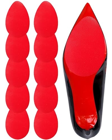 CZBYXA12 Red Sole Guards Oval Shoe Bottom Protectors Replacement for Christian Louboutin Heels AntiSlip Red Bottom Protector for Expensive Shoes 10 Pcs Red Grid43X 30