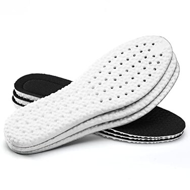 XINIFOOT 3 Pairs Shock Absorption Flexible Replacement Insoles PU Elastic Inserts Relieve Foot Pain Maximum Cushion Comfortable Insoles for Men Black