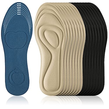 Janmercy 8 Pairs 3D Shoe Insoles Inserts Women Men Sponge Insoles Replacement Innersoles Cushioning Work Boot Replacement Shoe InsertsClassic Colors Shoe Size 611