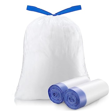 Yhywcy Trash Bag 8 Gallon Medium Drawstring Garbage Bags for 8 Gallon Trash Cans Kitchen Bedroom Bathroom Living room Office Restaurant Thickened Stretchy 60 Count