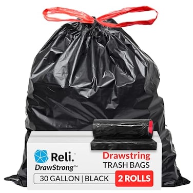 Reli. Reli 30 Gallon Trash Bags Drawstring 150 Count Black 30 Gallon Garbage Bags Heavy Duty Large 30 Gal