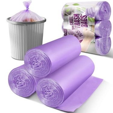 Ginkgo Small Trash Bags 105 Count 4 Gallon Trash Bag Small Garbage Bags Unscented Bathroom Mini Trash Bags Wastebasket Bin Liners Small Plastic Bags for Home Office Kitchen Purple