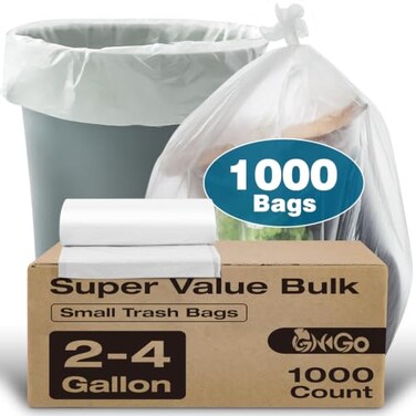 Ginkgo Small Trash Bags 24 Gallon Trash Bag 1000 Count Super Value Small Garbage Bags Bathroom Mini Trash Bags Unscented Clear Wastebasket Bin Liners Plastic Bags