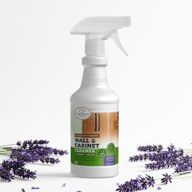 The Crown Natural Wall Cleaner Spray for Painted WallsCeilingCabinetsBaseboardWoodStainlessLavender Scented Streak Free Stain Remover Spray for DirtDustOdorOilsGreaseMultipurpose Deodorizing 24 Oz