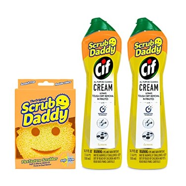 Scrub Daddy 2x Cif All Purpose Cleaning Cream Lemon Multi Surface Household Cleaning Cream ScratchFree Multipurpose Dish Sponge
