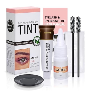 LLNNOVUE Eyebrow Eyelash Color Kit Professional Lash Brow Color Kit Eyebrow Coloring Set with Natural Bushy Effects Easy to Use 7ml Brown