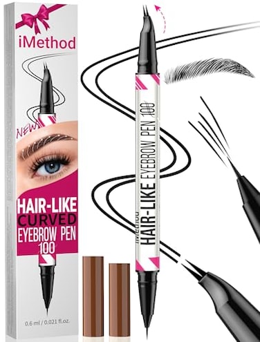 iMethod Curved Eyebrow Pen 2in1 DualEnded Microblading Eyebrow Pencil with Curved Tip and Precise BrushTip Brow Pen for Natural HairLike Brows Lasts AllDay Black
