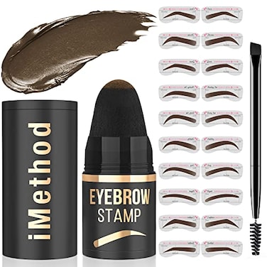 iMethod Eyebrow Stamp and Eyebrow Stencil Kit Eyebrow Stamping Kit for Perfect Eyebrow Makeup Eyebrow Pomade 20 Eye brow Shaping Kit Easy to Use LongLasting Brown