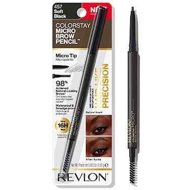 REVLON Revlon ColorStay Micro Eyebrow Pencil with Built In Spoolie Brush Infused with Argan and Marula Oil Waterproof Smudgeproof 457 Soft Black 0003 oz