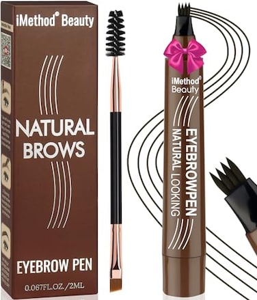iMethod Eyebrow Pen Eyebrow Pencil Magical Upgraded Eye Brow Pencils for Women with 4 Fork Tip Spoolie Brush for HairLike Natural Brows Last AllDay Microblading Eyebrow Pen Black Brown