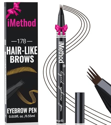 iMethod eyebrow pen Microblading eyebrow pen eyebrow pencil with a Micro 4Fork Tip for Natural HairLike Brows LongLasting Eye Brow Pencils for Women Waterproof Black Brown