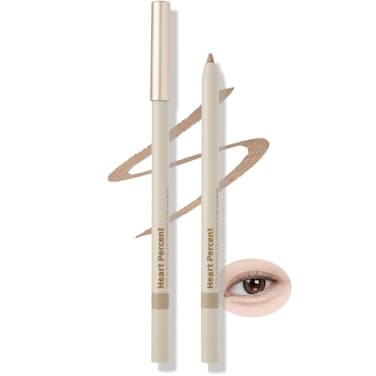 Heart Percent Dote On Mood Gel Eyeliner Pencil LongLasting Waterproof Smudge Proof Smooth Retractable Aegyo Sal Makeup Under Eye Highlighter with BuiltIn Sharpener 04 Gray Beige