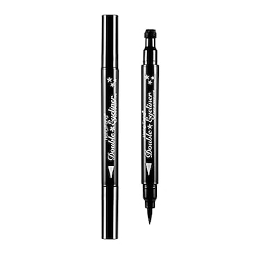 Pinkiou 2 in 1 Doubleheaded Liquid Eyeliner Pen Stamp Super Slim Gel Felt Tip High Pigment Black Waterproof Smudgeproof Long Lasting Tattoo Makeup ToolStar