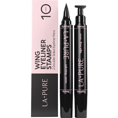 LA PURE Waterproof Liquid Eyeliner Stamp Winged Eyeliner Tool 2x Cat Eye Winged Fine Tipped Pen Eyeliner Stencil Smudge Proof Black Eye Liner Tiktok Trend Items Wing Stamp Black 10mm