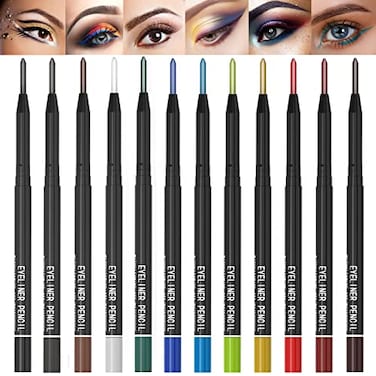KAIQIKAIXI 12 Kinds Of Color Eyeliner Pen EyebrowEye Shadow Pencil Lip Line Pen Eyelid Pad Pencil Makeup Set Tool 12PCS Multicolor