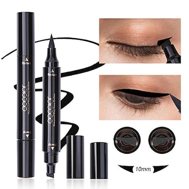 docolor Eyeliner Stamp 2In1 DoubleEnded Winged Eyeliner Stamp Liquid Winged Eye Liner Pen Waterproof Smudgeproof Long Lasting Formula for Precise Cat Eye Makeup 1PCBlack