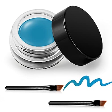 Erinde Gel Cream Eyeliner HighIntensity Pigments SmudgeProof Waterproof Long Lasting Eyeshadow Primer with 2PCS Eyeliner Brushes 10 Water Blue