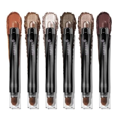 LUXAZA PRO Neutral Eyeshadow Stick Makeup Set Metallic Shimmer Matte Cream Eye Shadow Eyeliner Brightener Pencil Crayon Cinnamon Coco