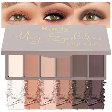 Kaely 6 Color Mini Nude Brown Neutral Eyeshadow Palette Makeup Highly Pigmented Eye Shadow Palette Waterproof Natural Matte Eye Shadow Palette paleta de sombras de ojos Vegan Crueltyfree 10