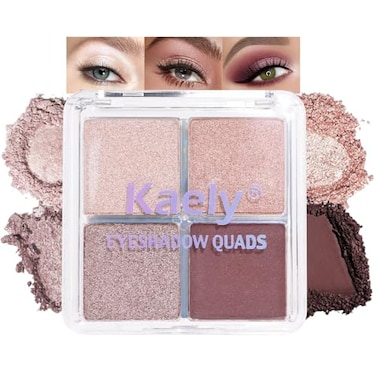 Kaely Powder Eyeshadow Quad Pearl Mauve Glitter Shimmer Eyeshadow Palette Makeup Neutral Eye Shadow Palette for Older Women Pigmented Waterproof sombras para ojos Blendable Crueltyfree 11