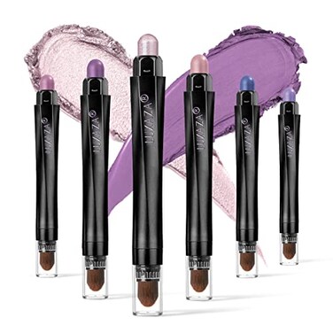 LUXAZA 6PCS Cream Eyeshadow Stick Makeup Sets Metallic And Matte Shimmer Eye Shadow Eye Brightener Stick Pencil Crayon Make up Set Purple Pink