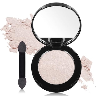 MEICOLY Champagne Shimmer Eyeshadow with MirrorShimmer Sparkly Eye Shadow PalettePressed Powder Single Eyeshadow for Women and GirlsEye Makeup Eyelid ColorHigh PigmentLong WearingWaterproof