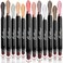 Oillase 12 PCS Eyeshadow Stick Set With Smudge Proof Primer Base Glitter Shimmer and Matte PenPencil Crayon Soft Brush Cream Eye Shadow Makeup