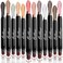 Oillase 12 PCS Eyeshadow Stick Set With Smudge Proof Primer Base Glitter Shimmer and Matte PenPencil Crayon Soft Brush Cream Eye Shadow Makeup