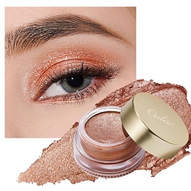 Oulac Warm Peach Glitter Cream Eyeshadow also as Highlighter Large Capacity with Moisturizing Smooth Formula Highly Pigmented Shimmer Eye MakeupWaterproof6g 08