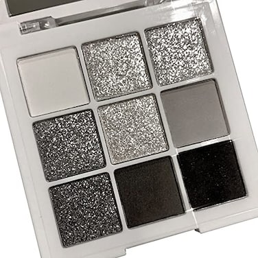Go Ho Black Grey Silver Smoky Eyeshadow Palette9 Colors MatteShimmer Eye Makeup PaletteGoth Eye Shadow Pallets for WomenWaterproof Cool Eye Shadow Palette Makeup with Prism Mirror