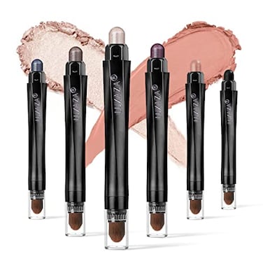 LUXAZA 6PCS Eyeshadow Stick Makeup Sets ShimmerEye Brightener StickLong Lasting Matte and Metallic Eyeshadow Pencil Crayon A07Blue Grey