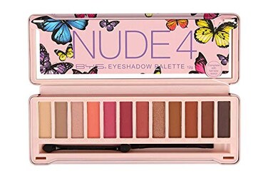 BYS Nude 4 Eyeshadow Palette 12 Color Collection in Tin Kit with Mirror Highly Pigmented Matte Metallic Shades