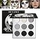 Afflano Goth Eyeshadow Palette Grey Black White Silver Blendable Smokey Eye Eyeshadow for SFX Skull Goth Look Halloween Makeup Palette Long Lasting Dark Gothic Eye Shadow Pallet Panda
