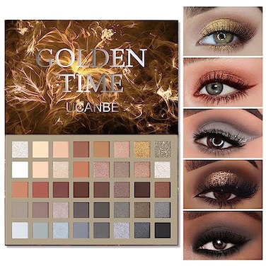 UCANBE Nude Eyeshadow Makeup Palette 40 Color Matte Shimmer Glitter Eye Shadow Neutral Black Dark Grey Smoky Make Up Pallet Highly Pigmented Long Lasting Waterproof