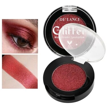 Afflano Single Red Eyeshadow Palette Shimmery Ultra Pigmented Red Glitter Eyeshadow Sparkly Duo Chrome Dark Red Makeup Eye Shadow Powder MultiDimensional Eyes Look Goth Christmas Makeup