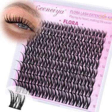 Geeneiya FLORA Lash Clusters 818MM Wispy Eyelash Clusters Natural Cluster Lashes for Beginners Waterproof Cluster Eyelash Extensions DIY Lashes Not Kit