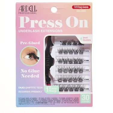 Ardell Press On PreGlued Eyelash Extension with Applicator Wispies Volume Customizable DIY Lash Clusters Beginner Friendly Individual Lashes 30 Count