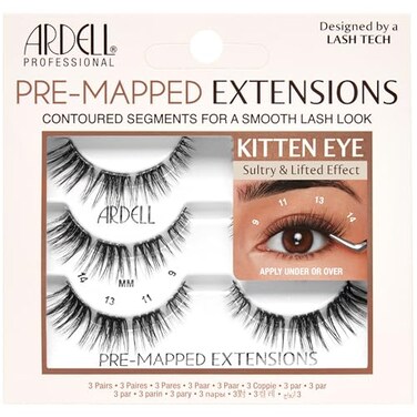 Ardell PreMapped Eyelash Extensions False Lashes Kitten Eye Reusable Segmented Lash Strips NaturalLooking Lash Extensions 3 Pack