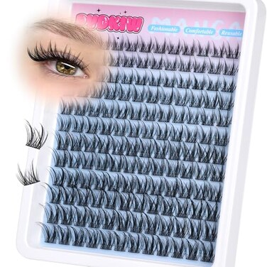 PVDKIW Wispy Lash Clusters Natural Lashes Clusters C Curl Eyelash Clusters Pestaas Postizas Naturales Anime Cluster Eyelash Extensions 1016mm DIY False Eyelashes 144Pcs Individual Lashes