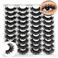 IFSOWDRA Mink Lashes Wispy Fluffy 1618mm Long Volume False Eyelashes Faux Mink D Curl Dramatic Eyelashes Cat Eye Strip Lashes Pack