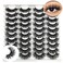 IFSOWDRA Mink Lashes Wispy Fluffy 1618mm Long Volume False Eyelashes Faux Mink D Curl Dramatic Eyelashes Cat Eye Strip Lashes Pack