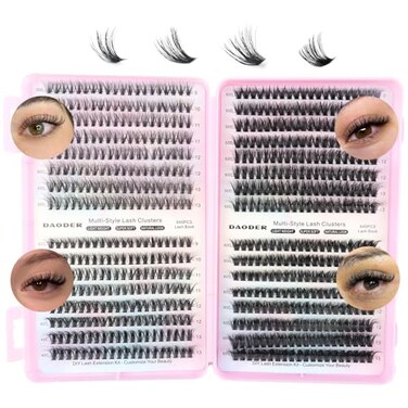 DAODER Cluster Lashes Natural Look 640pcs Wispy Lash Clusters 913mm Short Eyelash Extension With 30D40D50D60D Mixed Lash Book D Curl Individual Lash Extension 30D40D50D60D 913MM