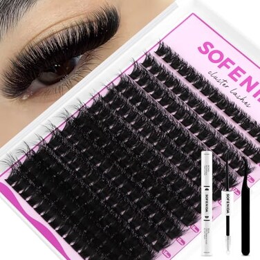 SOFENIDA Lash Clusters Kit 100D Thick Cluster Lashes 1018mm Volume Eyelash Clusters D Curvature Cluster Eyelash Extensions 3D Wispy Lash Clusters DIY Lash Extension Kit100D1018MIX Thick Kit