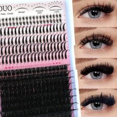 YIDUO Lashes Clusters with Spikes Bottom Lash Extensions 100D Volume Manga Eyelash Cluster 280Pcs 1020mm Wispy Individual False Eyelashes False Mink Lashes Extensions DIY at Home Easily