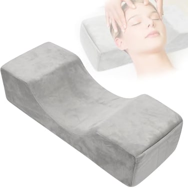 myaokue-up Beauty Salon Eyelash Extension Velvet Lash Pillow Beauty Salon Memory Foam Neck Pillow for Lash Extension Grafting Make Up Side Pockets for ToolsGrey